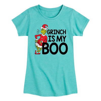 Girls' - Dr. Seuss - Grinch Is My Boo Fitted Short Sleeve Graphic T-Shirt
