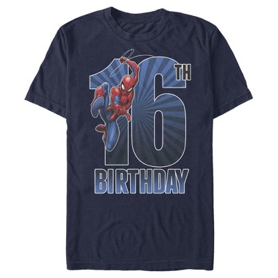 Men's Marvel Spider-Man Swinging 16th Birthday T-Shirt