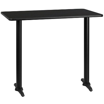 Emma and Oliver 30"x48" Black Laminate Bar Table Top-5"x22" Bases