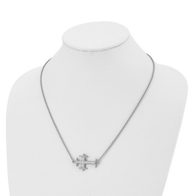 Chisel Stainless Steel Brushed and Polished Flame Design Sideways Cross Pendant Necklace 21" Cable Chain