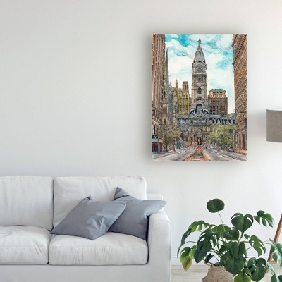 Melissa Wang 'Us Cityscape Philadelphia' Canvas Art - Trademark Fine Art