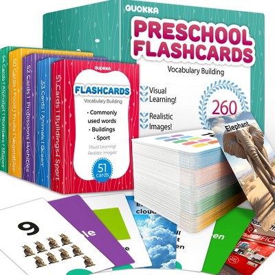 QUOKKA Flash Cards for Kids - 60/120/260 Cards ABC, Numbers & Animals, Colors, Fruits, Cars & Body Learning