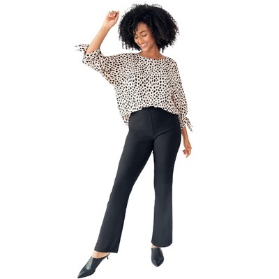 ellos Stretch Bootcut Pants With Side Zip