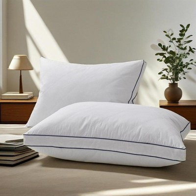 Peace Nest Medium-Firm Gusseted Goose Feather Down Bed Pillow Set of 2