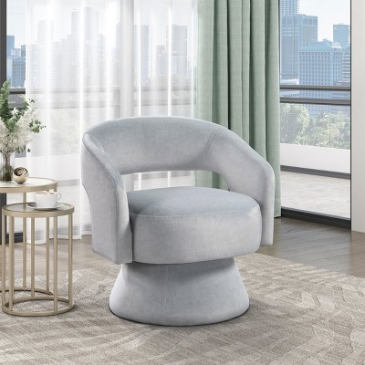 CAVINAS Modern Swivel Accent Chair Velvet Upholstered Mid-Back Barrel Chair with Solid Wood Frame Comfy Chair for Living Room, Bedroom, Nursery
