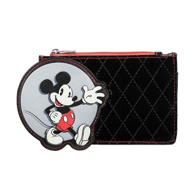 Disney Mickey Mouse Character Circle Black Quilted Card Wallet