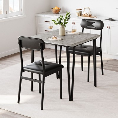 Jojoka Kitchen Table and Chairs for 2,Small Square Dining Room Table Set with 2 Upholstered Chairs