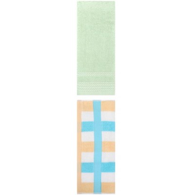 REGALWOVEN Striped Decorative Hand Towels for Bathroom Kitchen Gym 14" x 30"/13" x 29" 2 Pcs