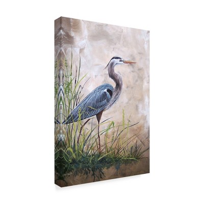 Trademark Fine Art - Jean Plout Heron In The Reeds Matted Framed Art