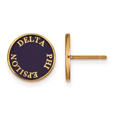 Black Bow Jewelry 14k Yellow Gold Plated Sterling Silver Delta Phi Epsilon Greek Life Stud Earrings