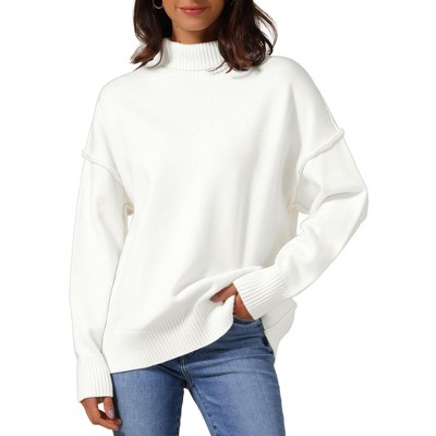 INSPIRE CHIC Women's Mock Neck Long Sleeve Loose Oversized Sweater Tops
