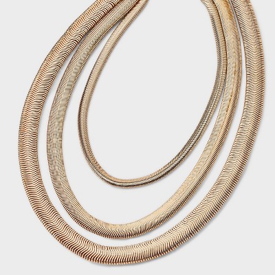 Snake Chain Multi-Strand Necklace - A New Day™ Gold