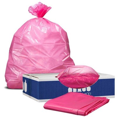 Plasticplace 12-16 Gallon Trash Bags, Pink (250 Count)