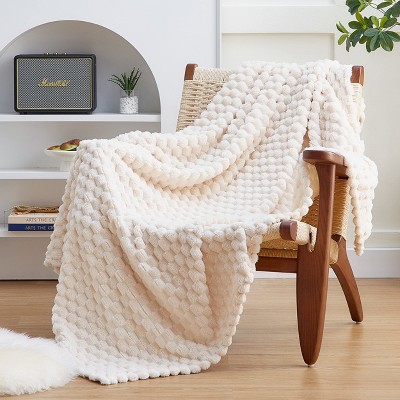 Aoibox Fleece Throw Blanket for Couch or Bed with3D Imitation Turtle Shell Jacquard Design-Cozy Soft Lightweight Fuzzy Flannel Blanket for All Seasons