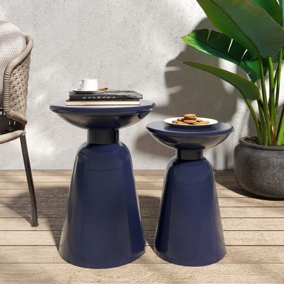 PAGED Modern Outdoor Side Table,Iron Patio End Tables for Backyard,Pool, Indoor Companion,Durable and Rustproof,2PC