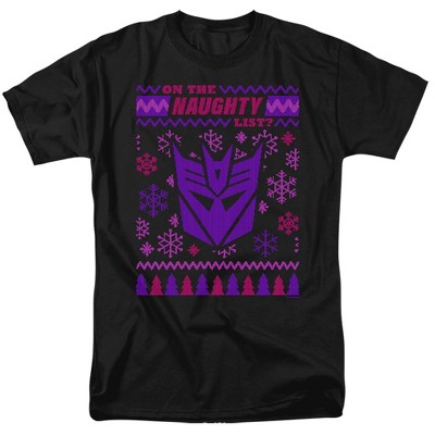 Men's Transformers Decepticon Naughty List Ugly Christmas T-Shirt
