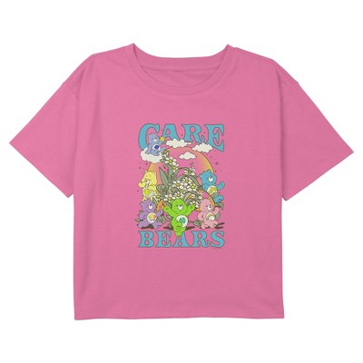 Girl's Care Bears Floral Squad Graphic Graphic Cropped T-Shirt