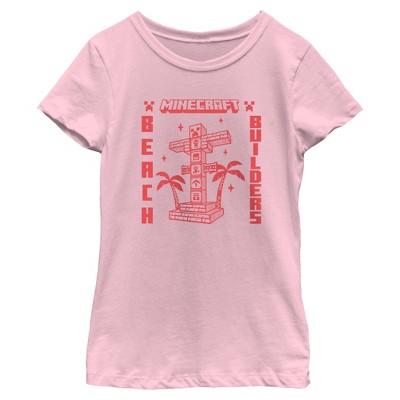 Girls Minecraft Beach Builders Monocolor T Shirt