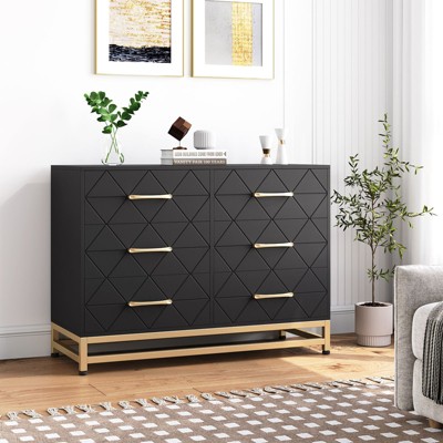 Nasitip 6 Drawer Dresser for Bedroom, TV Stand Dressers Chest of Drawers Large Wood Dresser for Storage and Organization