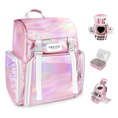 SAVILAND Nail Polish Organizer Bag: PU Leather Nail Kit Organizer