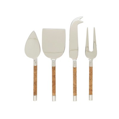 Saro Lifestyle Artisan Cork Handle Cheese Cutlery Set, Beige