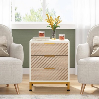 LITTLE TREE 3 Drawer Nightstand Wood Grain White/Wood