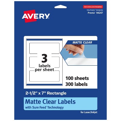 Avery Matte Clear Labels,  2-1/2" x 7" Rectangle