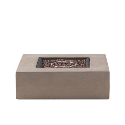 Aidan Outdoor 50000 BTU Light Weight Concrete Square Fire Pit - Christopher Knight Home: