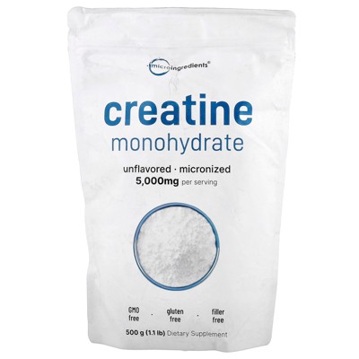Micro Ingredients Creatine Monohydrate, Unflavored, 1.1 lb (500 g)