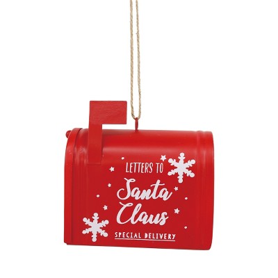 Transpac Metal Santa Letter Box Ornament for Christmas Tree Red Indoor Decoration Gift Giving Festive Holiday Decor