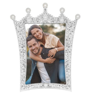 REGALWOVEN Royal Crystal Decor Polyresin Clear Glass Velvet Panel Back Photo Frame 1 Pc