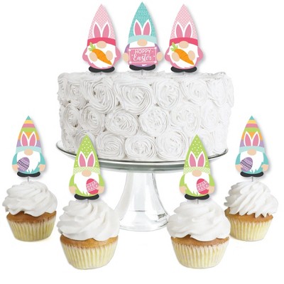 Big Dot of Happiness Easter Gnomes - Dessert Cupcake Toppers - Spring Bunny Party Clear Treat Picks - Set of 24