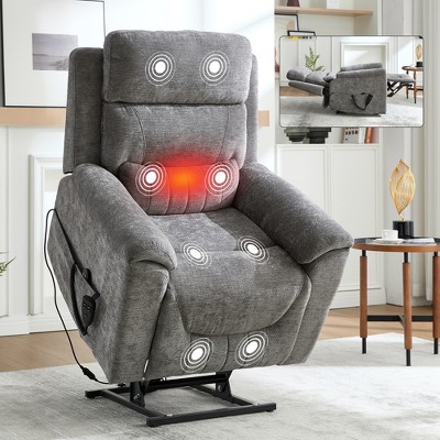 ChicFurnit Living Room Chair Arm Accent Chair Power Recliner with Dual Motor Lift Assist Massage Vibration Cup Holder, 30.31"*25.59"*22.04"
