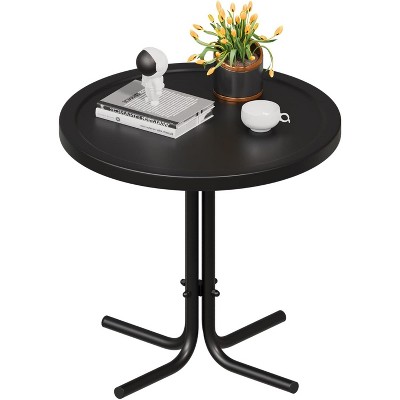 VINGLI Round Outdoor Side Table for Patio, Deck & Garden ¨C Weather-Resistant Metal Accent Table End Table with Vintage Style, Perfect for Drinks