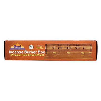 Incense Burner Box (Premium Hand Carved Wood) Incense Stick Holder - Rani Brand Authentic Indian Products