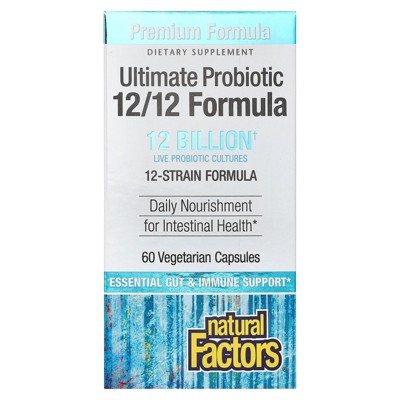 Natural Factors Ultimate Probiotic, 12/12 Formula, 12 Billion, 60 Vegetarian Capsules