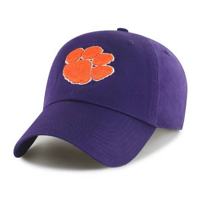 NCAA Clemson Tigers Fabric Washed Clean Up Baseball Hat: Adjustable Cotton Team Logo