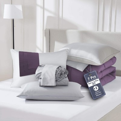 Nestl 9 Piece Reversible Comforter Set, Bed in a Bag, All in one Bed Set with Down Alternative Pillows
