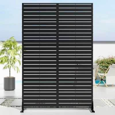 72" H×47"W Dovelina Black Metal Planter Box with Trellis Privacy Screen for Café Patio,Garden & Balconies