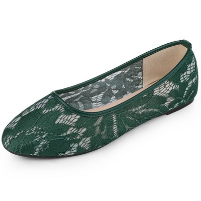 Allegra K Women's Lace Mesh Floral Round Toe Slip on Breathable Ballet Flats