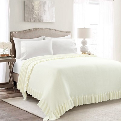 Lush Décor Reyna Soft Knitted Ruffle Blanket / Coverlet\