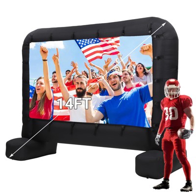 14-20Ft Inflatable Movie Projector Screen, Outdoor Movie Screen with Quiet Air Blower & Storage Bag, Easy Setup, Ideal for Home Theater, Movie Nights
