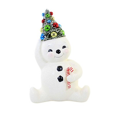 Christmas 9.75 In Retro Candy Cane Snowman , Decorated Tree (1PC)