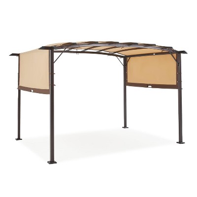 COWLOWN Beige Outdoor Pergola, Retractable Metal Design with Sun Shade for Backyard, Patio and Garden Use