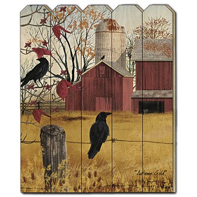 Gulches Rustic Printed Wall Art, Wood Picket Fence, "Autumn Gold" by Billy Jacobs