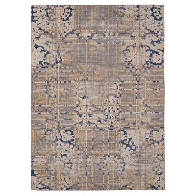 5'x7' Selkirk Washable Outdoor Rug Navy/Sand - Linon