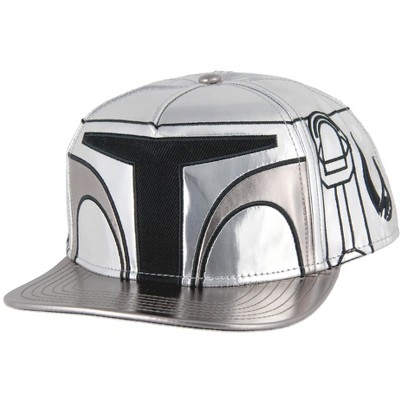 Star Wars The Mandalorian Hat Beskar Costume Helmet Embroidered Flatbill Snapback Hat Baseball Cap Metallic