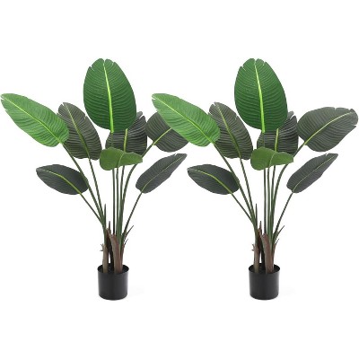 Acekool Artificial Bird of Paradise Plant, Trunk Tropical Palm Tree, Indoor Floor Decor, Banana Leaf for Home, Living Room, Office