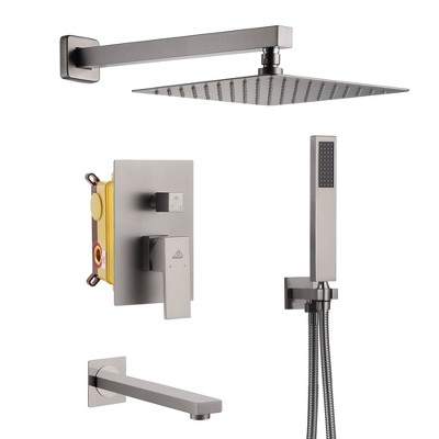 CASAINC 1-Spray Patterns with 2.5 GPM 10 Inches Tub Wall Mount Dual Shower Heads in Spot Resist