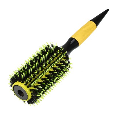 Unique Bargains Nylon Bristle Pins Round Hair Brush Yellow 10.04"x2.56" 1 Pc